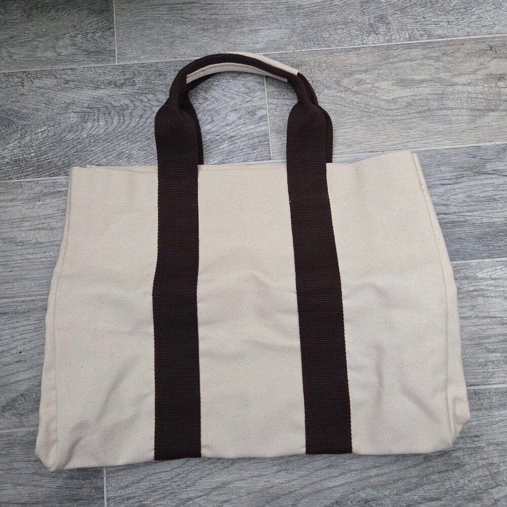 Le Bar Marche Beach Tote Tan & Brown Canvas NWT